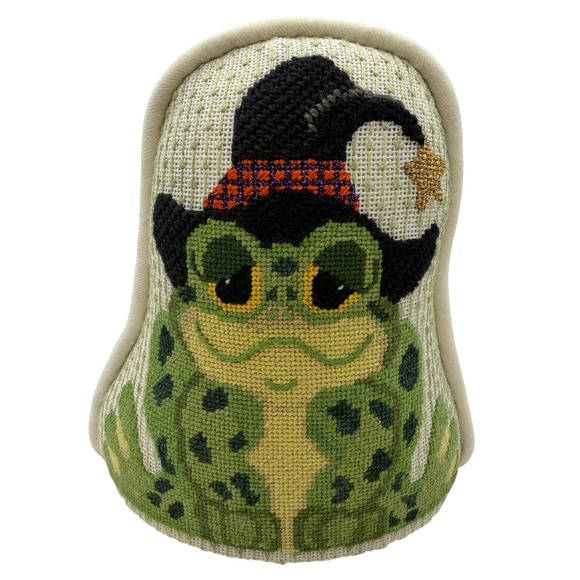 Handmade Other - Halloween Handmade Needlepoint Frog Witch Doorstop shelf sitter Toad Decor